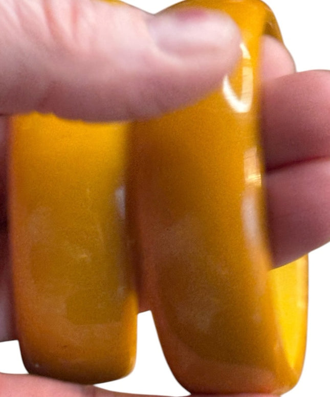 Bakelite Bangle Orange Yellow Vintage 1940s 1930s Catalin Marblette Polished Set