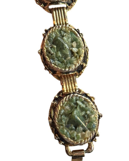 Elegant Vintage gold finish chunky Green Stone Bracelet