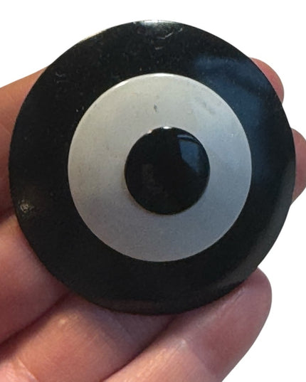 Vintage Black and White Circular bullseye 1970s metal Brooch