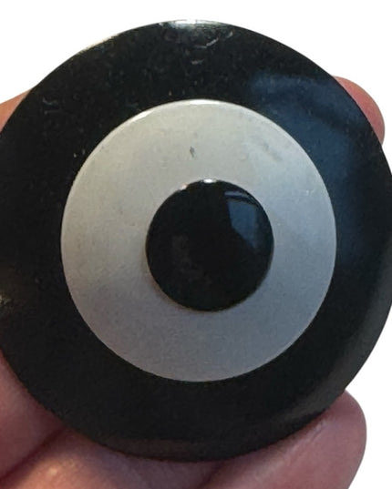 Vintage Black and White Circular bullseye 1970s metal Brooch