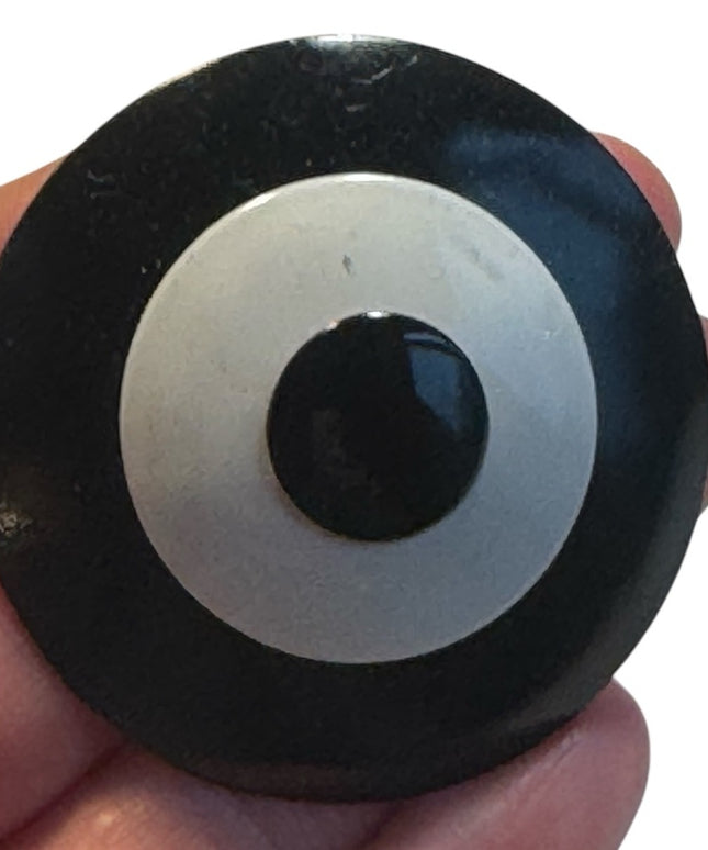 Vintage Black and White Circular bullseye 1970s metal Brooch