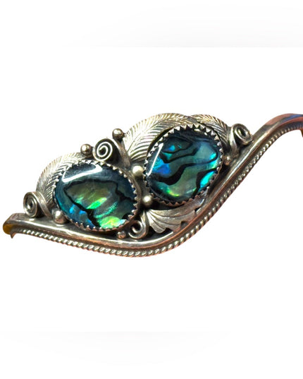 Vintage sterling silver 925 Justin Morris handmadee Navajo abalone bracelet cuff