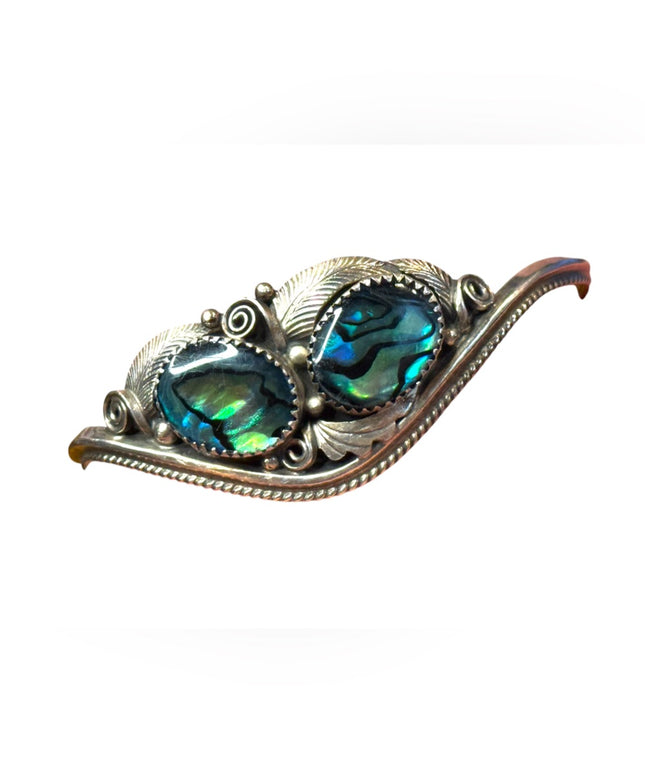 Vintage sterling silver 925 Justin Morris handmadee Navajo abalone bracelet cuff