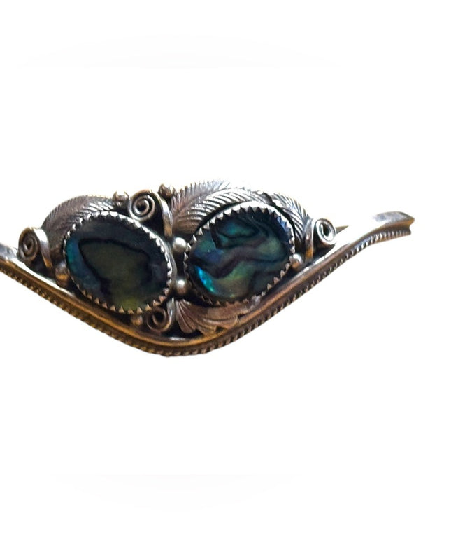 Vintage sterling silver 925 Justin Morris handmadee Navajo abalone bracelet cuff