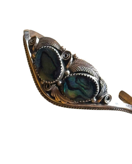 Vintage sterling silver 925 Justin Morris handmadee Navajo abalone bracelet cuff