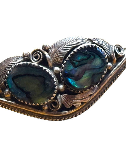 Vintage sterling silver 925 Justin Morris handmadee Navajo abalone bracelet cuff