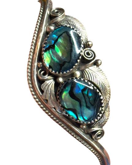 Vintage sterling silver 925 Justin Morris handmadee Navajo abalone bracelet cuff