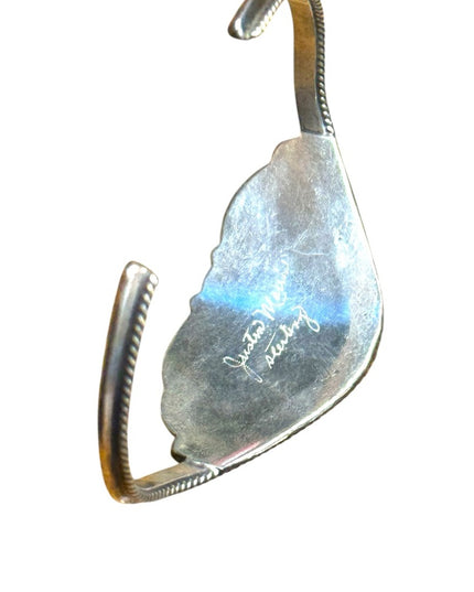 Vintage sterling silver 925 Justin Morris handmadee Navajo abalone bracelet cuff