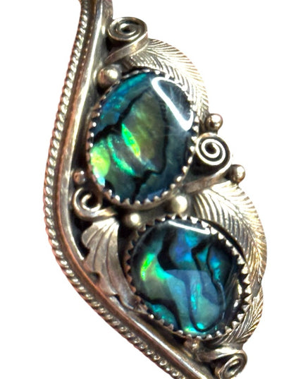Vintage sterling silver 925 Justin Morris handmadee Navajo abalone bracelet cuff