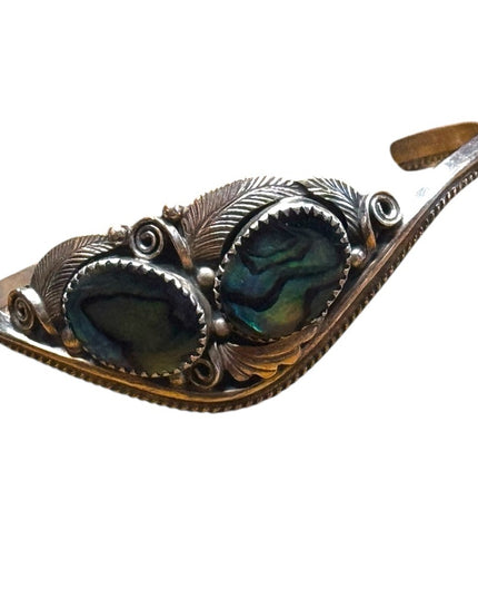 Vintage sterling silver 925 Justin Morris handmadee Navajo abalone bracelet cuff