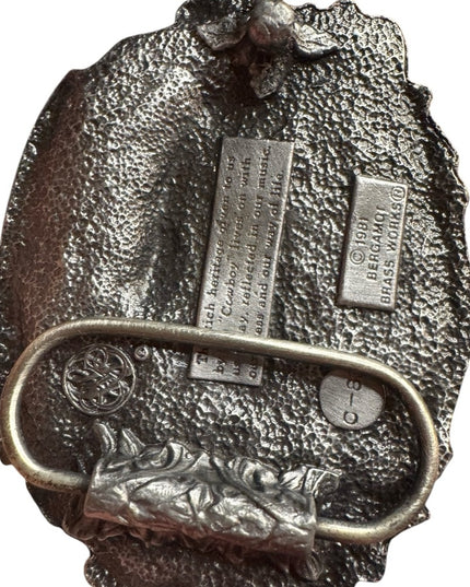Rodeo Cowboy Belt Buckle - Vintage 1981 Bergamot Brass Works Pewter