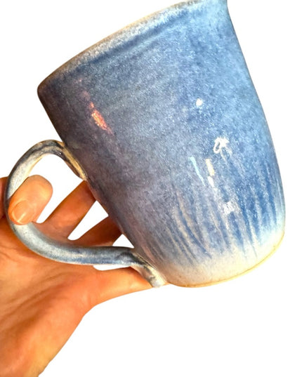 Handcrafted vintage Blue glazed pottery handmade Clay pitcher