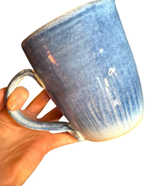 Handcrafted vintage Blue glazed pottery handmade Clay pitcher