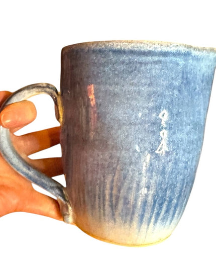 Handcrafted vintage Blue glazed pottery handmade Clay pitcher