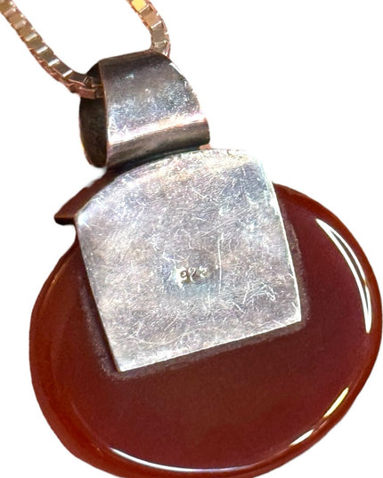Elegant Sterling Silver 925 carnelian stone fancy southwestern pendant