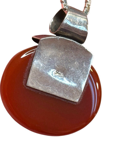Elegant Sterling Silver 925 carnelian stone fancy southwestern pendant