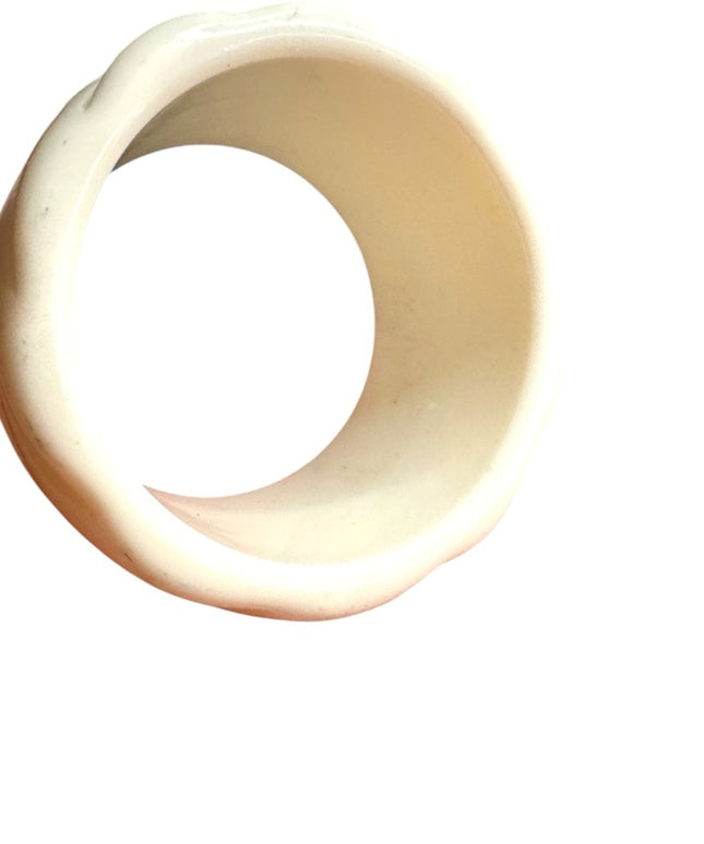 Vintage Mid Century White resin Thick Carved Bangle Bracelet