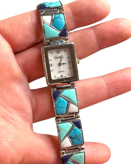 Vintage Vivah Faux Turquoise Mosaic Blue Women's Watch