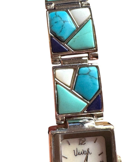 Vintage Vivah Faux Turquoise Mosaic Blue Women's Watch