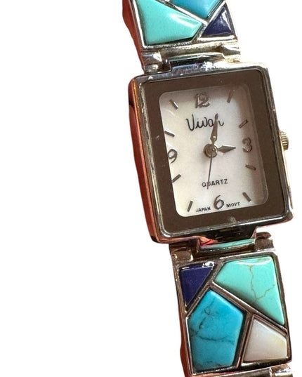 Vintage Vivah Faux Turquoise Mosaic Blue Women's Watch