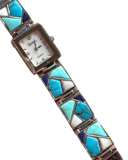 Vintage Vivah Faux Turquoise Mosaic Blue Women's Watch