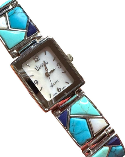 Vintage Vivah Faux Turquoise Mosaic Blue Women's Watch