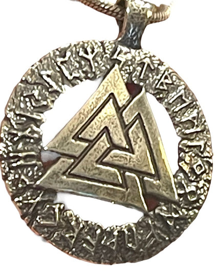 Nordic Runes  Silver Valknut Triquetra Triangle Norse Viking  Pendant Ne…