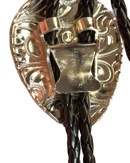 Vintage Western Style Bolo Tie with Silver and Gold Accents Galloping Horse