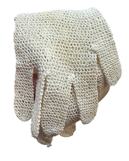 Antique Cream Crochet Lace Gloves Handmade Art Deco Victorian