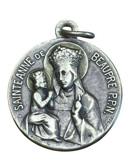 Sainte Anne de Beaupre Silver Vintage Medal Pendant medal