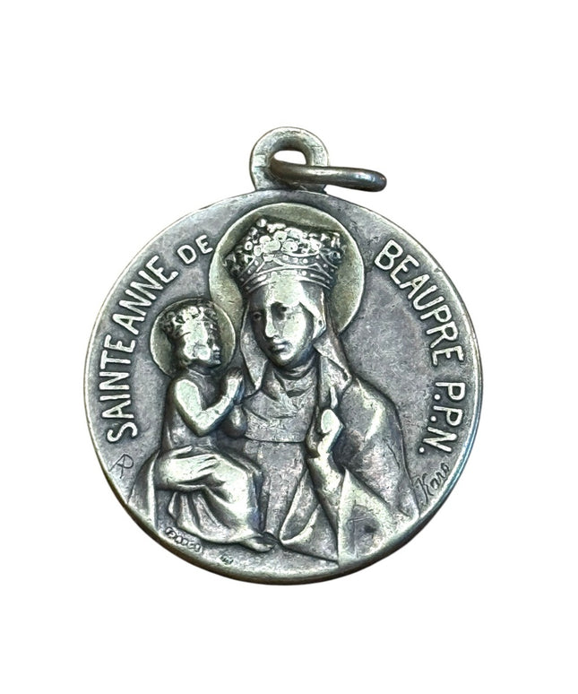 Sainte Anne de Beaupre Silver Vintage Medal Pendant medal