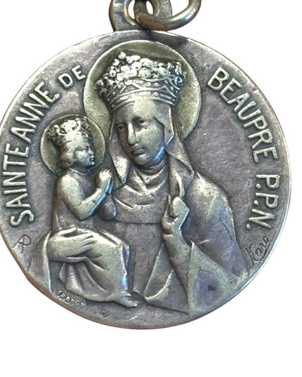 Sainte Anne de Beaupre Silver Vintage Medal Pendant medal