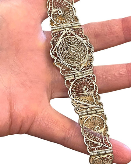 Antique Victorian Silver tone butterfly wire work filagree bracelet