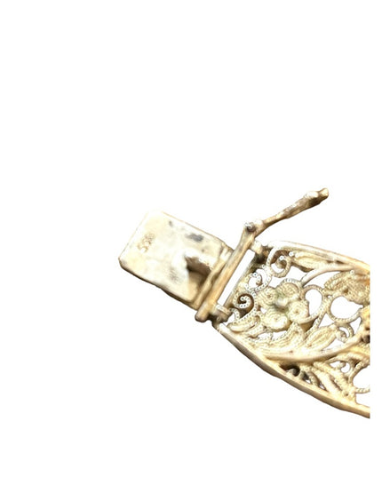 - Antique flower filagree 835 Silver link bracelet