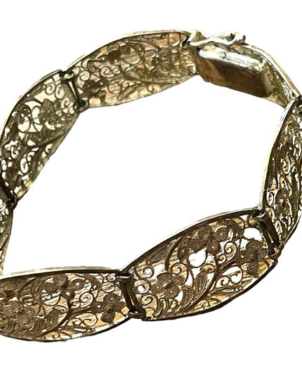 - Antique flower filagree 835 Silver link bracelet