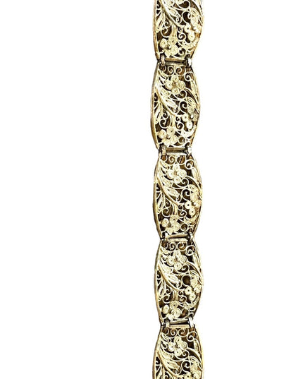 - Antique flower filagree 835 Silver link bracelet