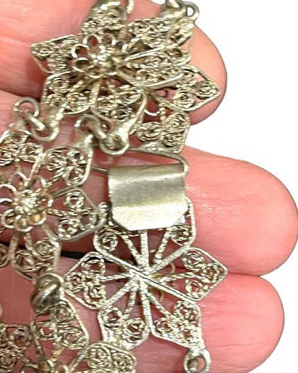 Antique Silver filagree german silver flower bracelet
