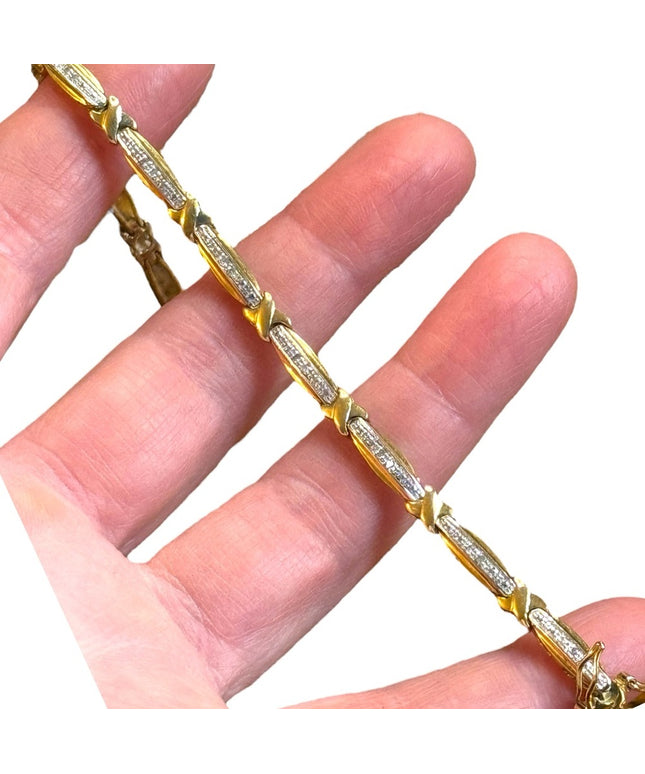 Elegant Gold plt Sterling silver 925  Bracelet w tiny Diamond Accents