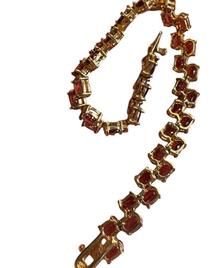 Elegant Sterling silver 925 gold plt Authentic Garnet Gemstone tennis Bracelet