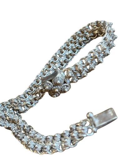 Elegant 800 Silver filagree link art deco Antique Bracelet