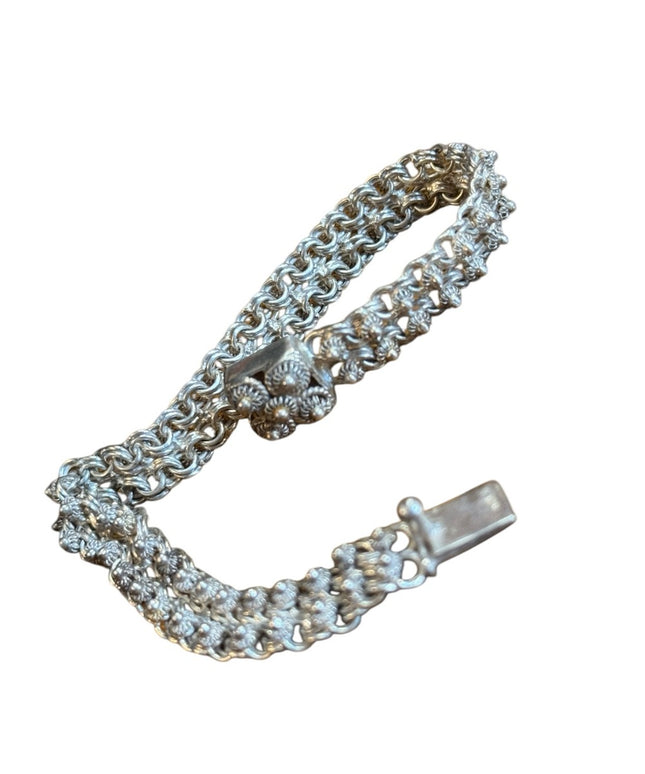 Elegant 800 Silver filagree link art deco Antique Bracelet
