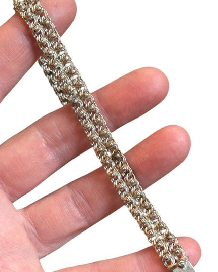 Elegant 800 Silver filagree link art deco Antique Bracelet