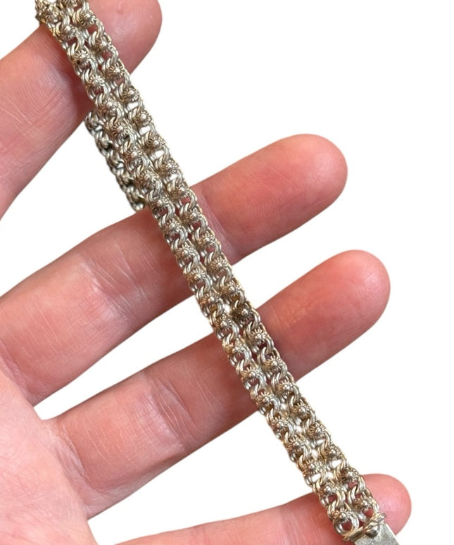 Elegant 800 Silver filagree link art deco Antique Bracelet