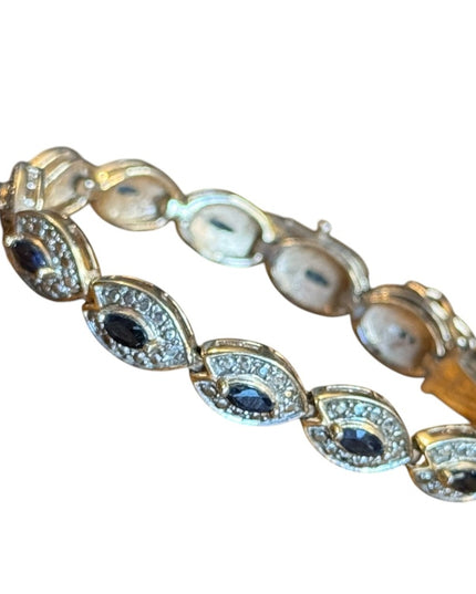 Elegant Authentic Sapphire Gold plt Sterling silver 925 Blue Stone Bracelet
