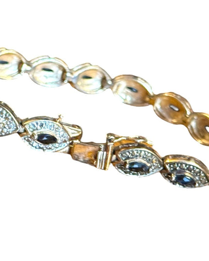 Elegant Authentic Sapphire Gold plt Sterling silver 925 Blue Stone Bracelet