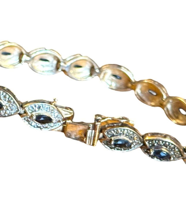 Elegant Authentic Sapphire Gold plt Sterling silver 925 Blue Stone Bracelet