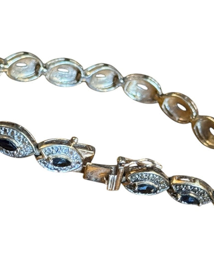 Elegant Authentic Sapphire Gold plt Sterling silver 925 Blue Stone Bracelet