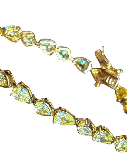 Stunning Simulated peridot Gold plt sterling silver 925 Heart  CZ  Bracelet
