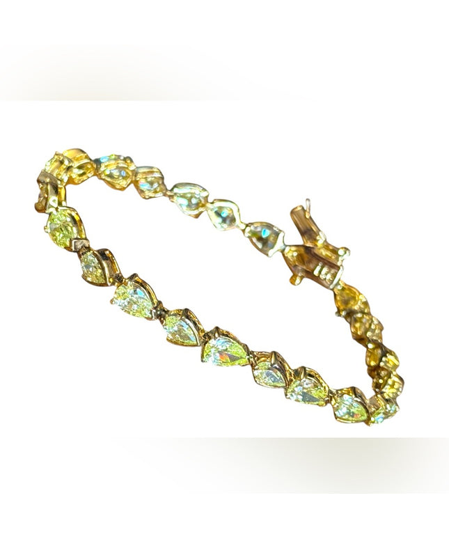 Stunning Simulated peridot Gold plt sterling silver 925 Heart  CZ  Bracelet