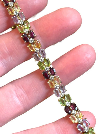 Multicolor Gemstone DBJ Sterling silver 925 gold plt Bracelet peridot garnet
